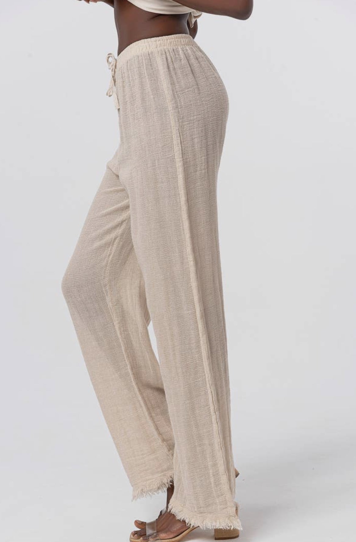Pantalone in cotone con coulisse BLANCA