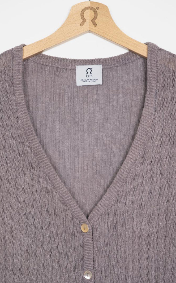 Cardigan in seta rigenerata RIFO’