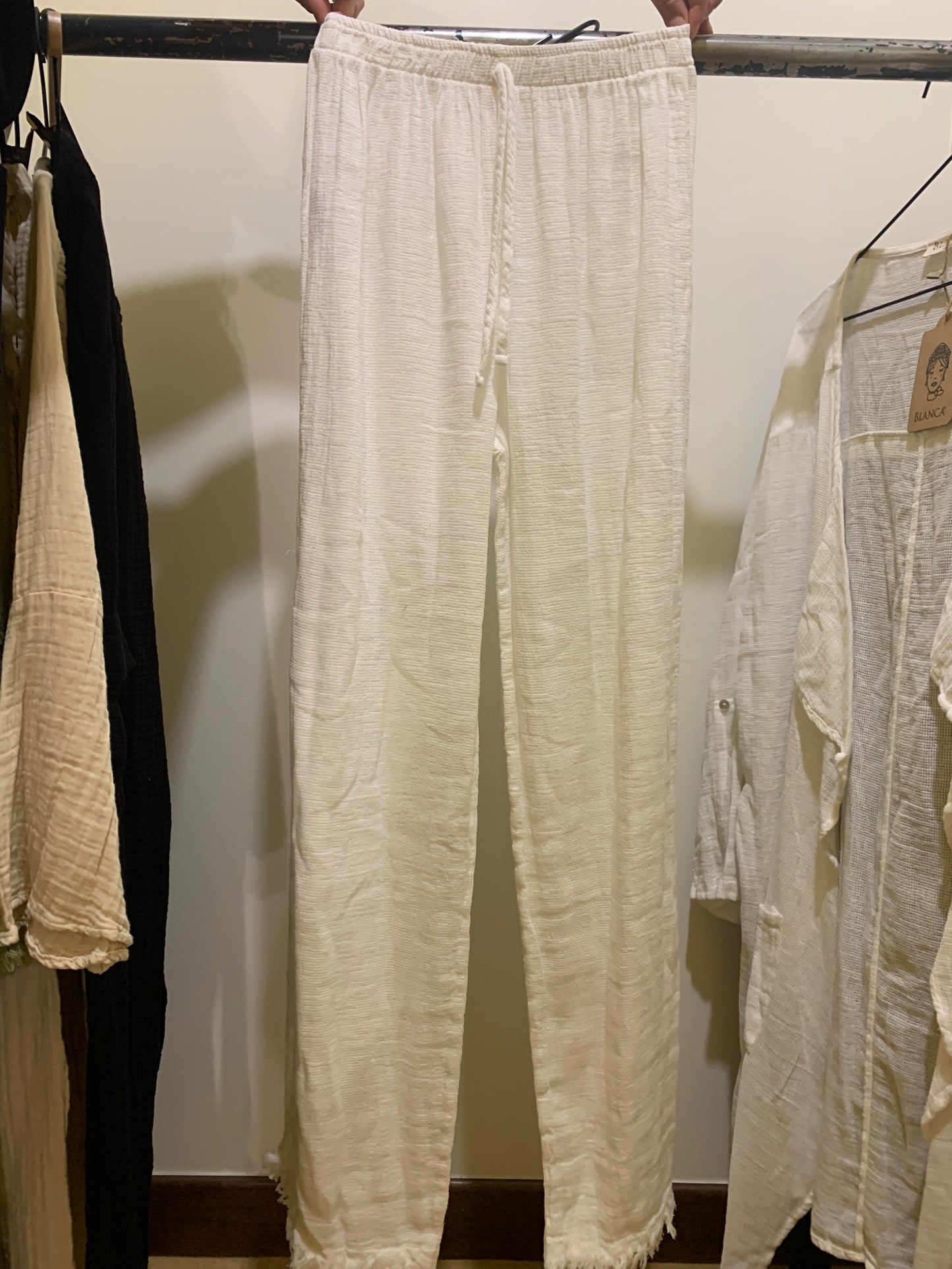 Pantalone in cotone con coulisse BLANCA