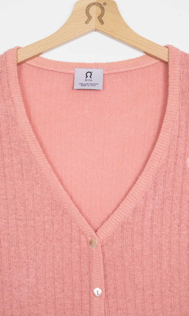 Cardigan in seta rigenerata RIFO’