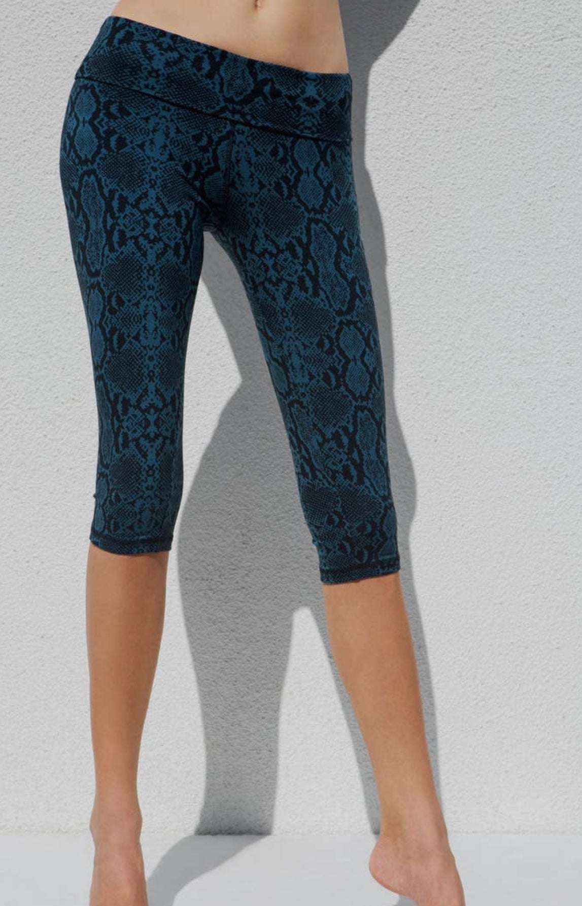 Leggings 3/4 pitone turchese