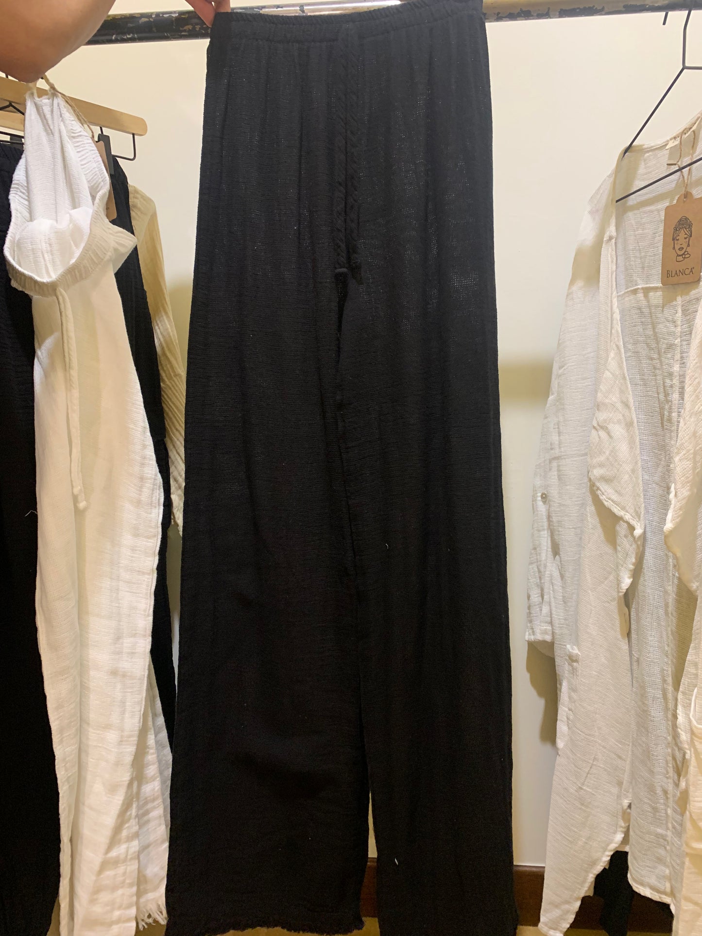 Pantalone in cotone con coulisse BLANCA
