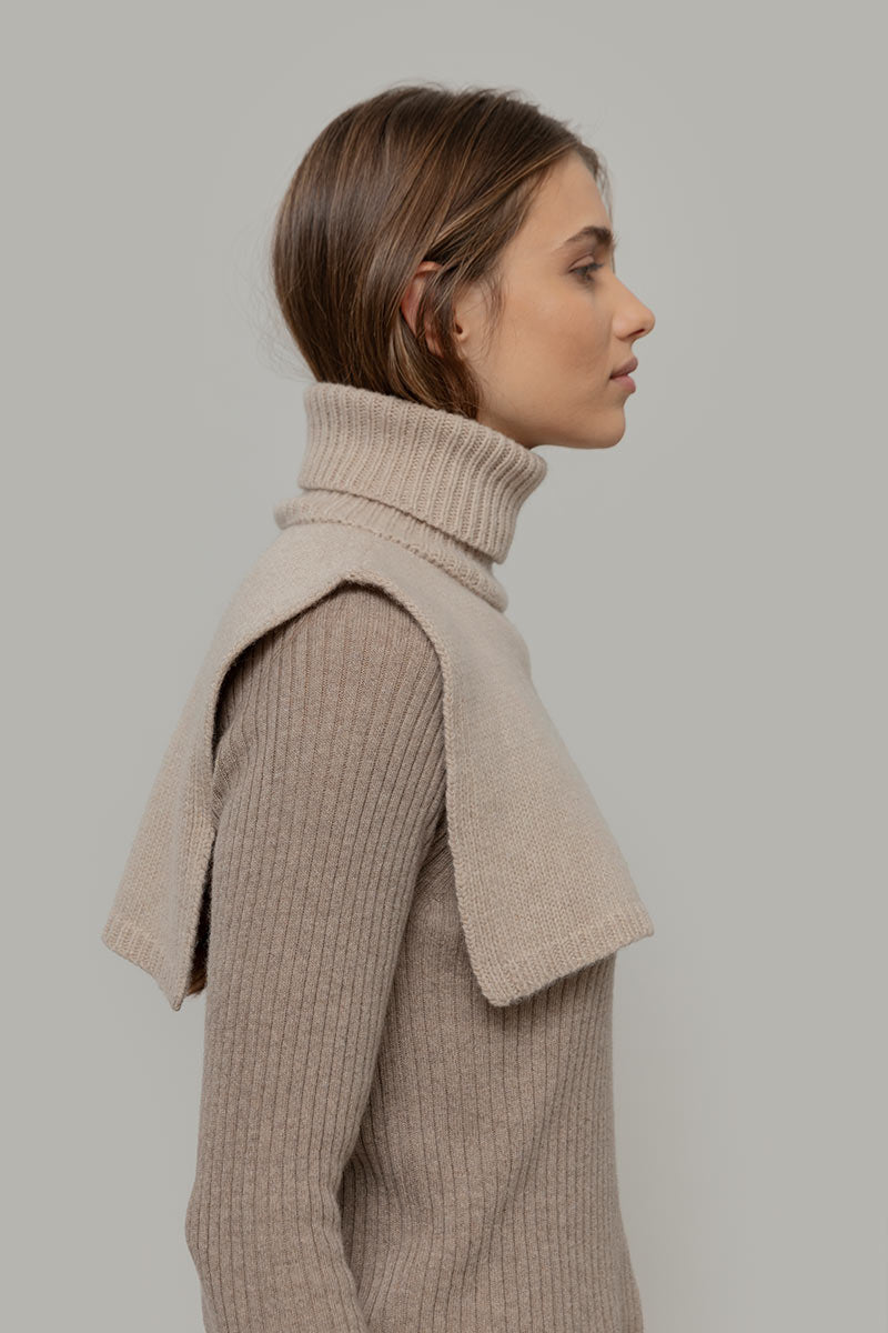 Scaldacollo unisex in cashmere rigenerato – Beige RIFÒ