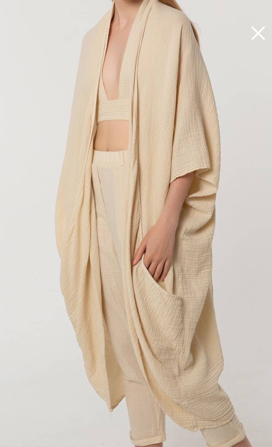Kimono con tasche BLANCA ( praline)