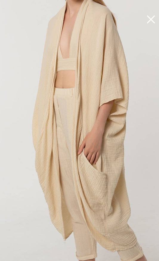 Kimono con tasche BLANCA ( praline)